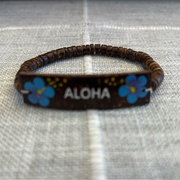 Jewelry - Aloha Beaded Bracelet with Blue Flowers